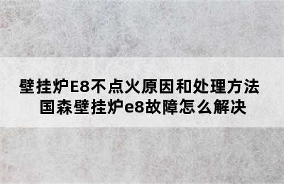 壁挂炉E8不点火原因和处理方法 国森壁挂炉e8故障怎么解决